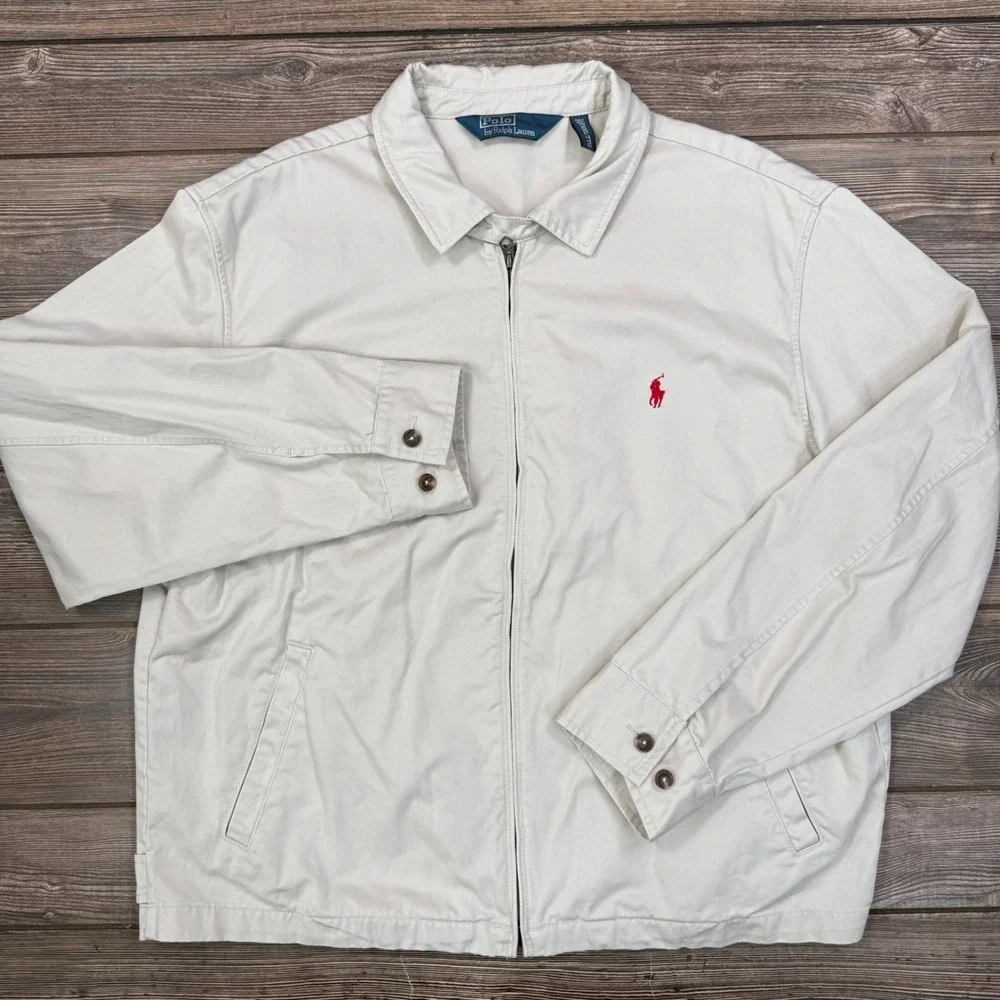 Polo Ralph Lauren Mens‎ Size XXL Tan Beige Cotton Twill Harrington Jacket